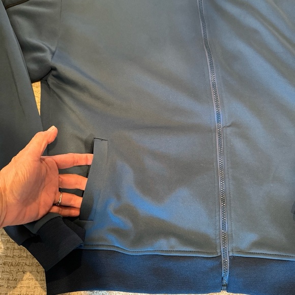 ZARA MENS BASIC JACKET LARGE NAVY BLUE FULL ZIPPER 2 POCKETS TURTLENECK - Picture 3 of 7